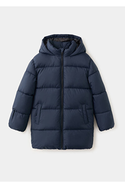 MANGO Kids Kapüşonlu uzun kapitone anorak