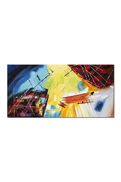 artnova Ръчно рисувана абстрактна картина, Експлозия от цветове, 120x60см мас...