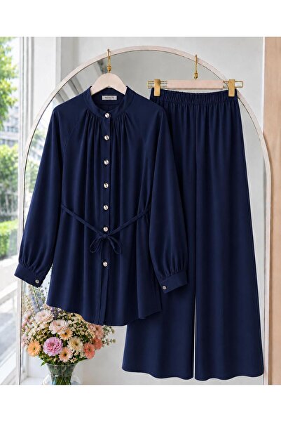 MODA VEDAT Women's Tunic Collar Gathered Pants Suit -0625 (Tunic 84 Cm, Pants...