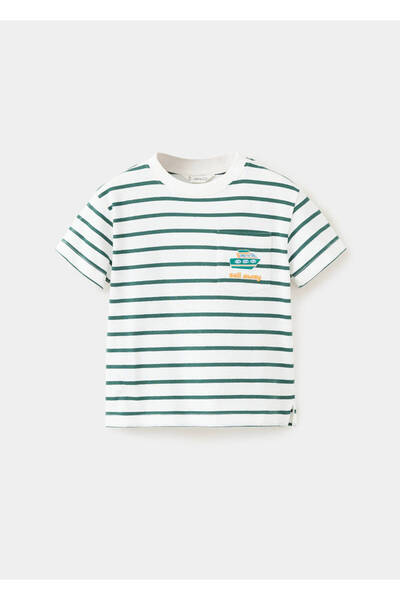 MANGO Baby %100 çizgili pamuklu tişört