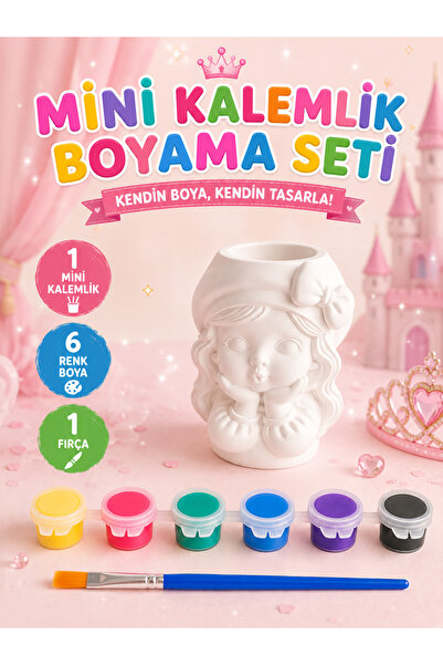 elvanhobi Çocuklar için Mini Kalemlik Boyama Seti Dekoratif Mini Obje