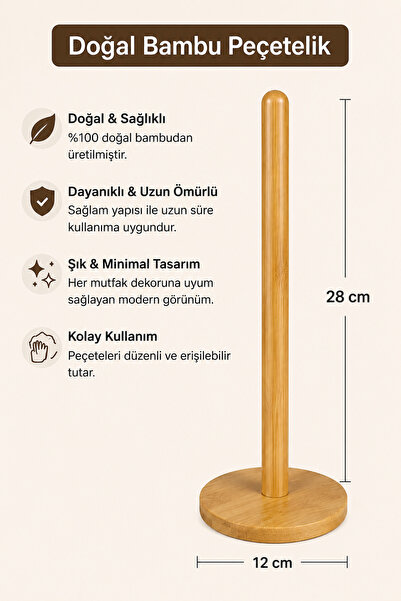 Genel Markalar Bambu Kağıt Havluluk – Minimal Tasarımlı Mutfak Kağıt Havlu St...