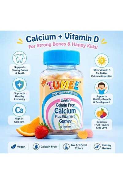 Mr.Tumee Mr. TUMEE Calcium + Vitamin D Gummies for Kids – Vegan, Gelatin-Free...