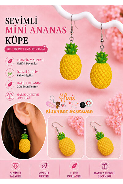 himi bijuteri aksesuar Cheerful Cute Pineapple Fruit Figured Dangle Earrings ...