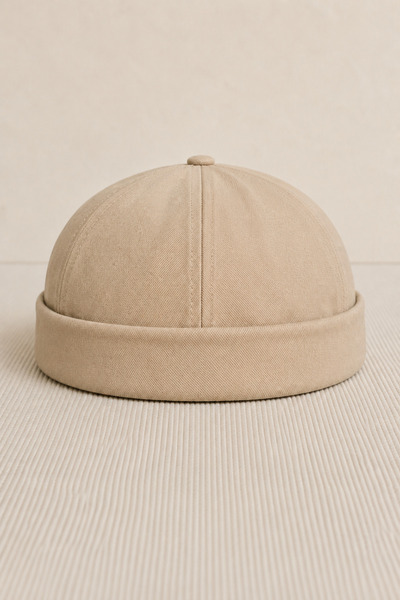 CosmoOutlet Men's Beige Docker Hat Adjustable Cotton Sailor Beanie Casual Unisex