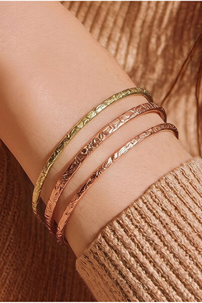 NBS Beautiful Naturel Stones Copper 3-Piece Set Bracelets (1 Thick Copper, 1 ...