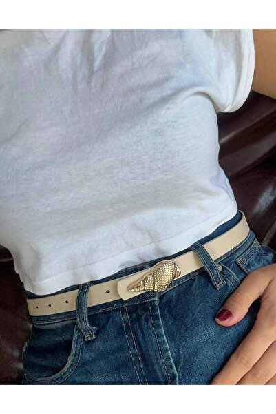 LİA KEMER حزام خصر من ميريت دينيز ساليانجو بمشبك على شكل حلزون البحر، حزام لل...