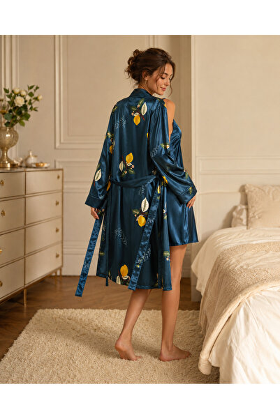 GENERINK Night Rose Women's Satin Robe Nightgown with Elegant Design and Soft...