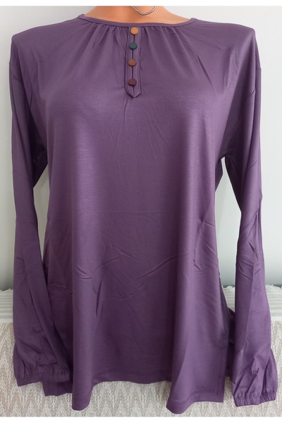 Anne Er Clothing Summer Combed Cotton Blouse Long Sleeve Elastic Cuff Crew Ne...