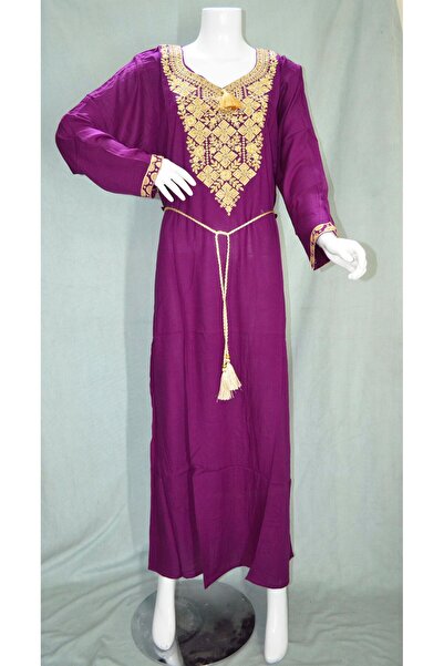 Zainah Luxury Embroidered Viscose Jalabiya - Long Sleeve Traditional Maxi Kaf...