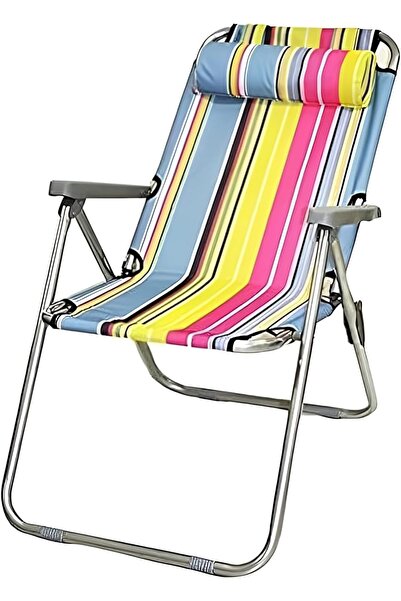 Cady One Folding Lounge Chair with Removable Head Cushion, Canvas Camping Cha...