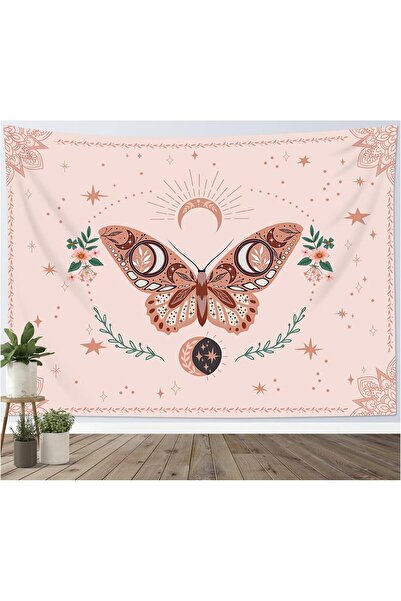 Arabest Tapestry,Pink Butterfly,Floral Plant Botanical,Bohemia Mandala,Trippy...