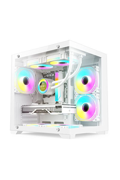 Atheron Eagle CORE Panoramik Micro ATX Gaming Kasa | 3x120mm ARGB Fan | 9 Por...
