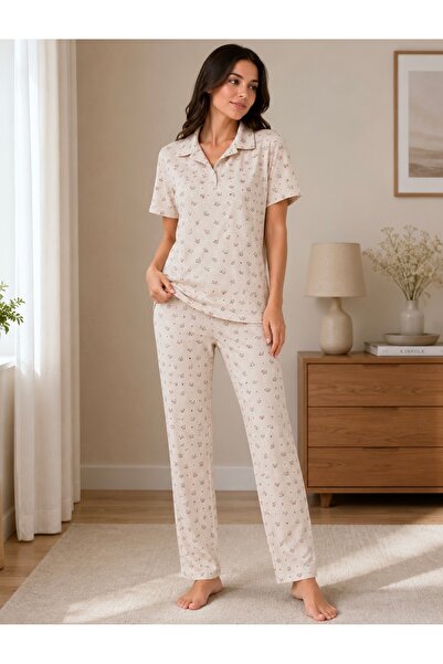 WASMA 100% Cotton Soft Floral Print Nightwear Pajamas Set