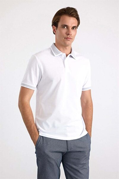 SÜVARİ Beyaz Regular Düz Baskısız Pike Polo Yaka Tişört