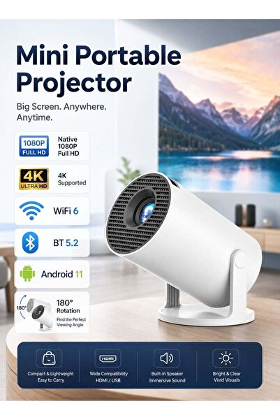 LEOXOL Mini Portable Projector 4K Supported | WiFi 6 Bluetooth 5.2 Android 11...