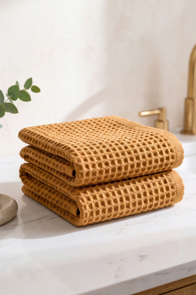 vivamaison Σετ πετσετών προσώπου Waffle 2 τεμαχίων 100% βαμβάκι 50x70 εκ. Πετ...