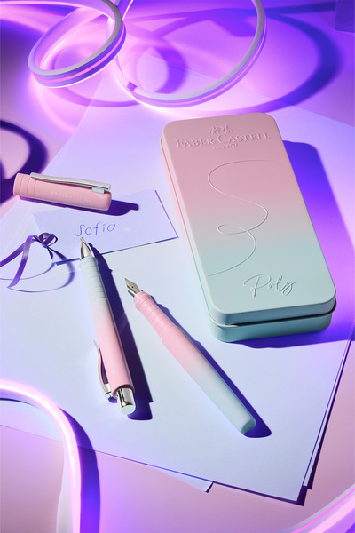 Faber Castell Poly Ball Hediye Seti,B Uç Dolma Kalem, XB Uç Tükenmez Kalem, Blushing Sky,Metal Hediye Kutulu