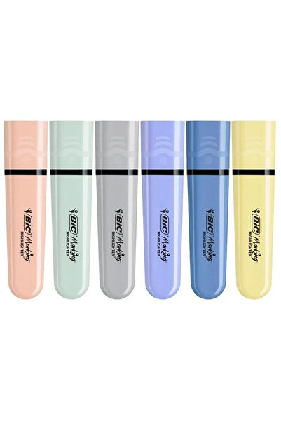 Bic Evidentiator pastel, corp plat, in etui carton, Multicolor, 6 buc
