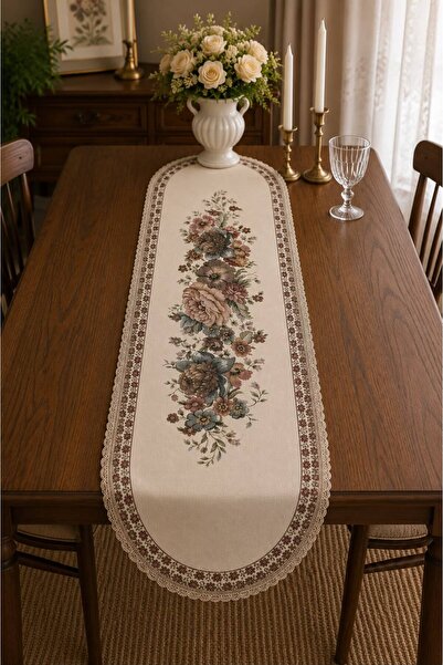 Yeshome Collection Vintaqe Bouquet Goblen 40X140 Oval Coffee Table Cover