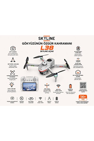 ATLT ATLANTİS L38 SKYLINE DRONE UÇAK DRON 2.4GHZ 3 LENS 360 DERE ENGEL ALGILA...