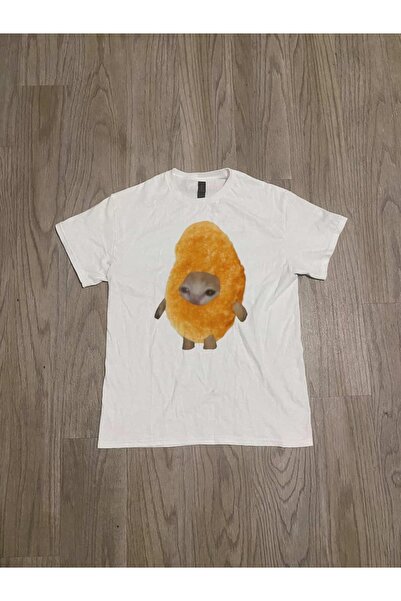 Grafftee Clothing Cat Chicken Nugget Printed Unisex Oversize T-Shirt