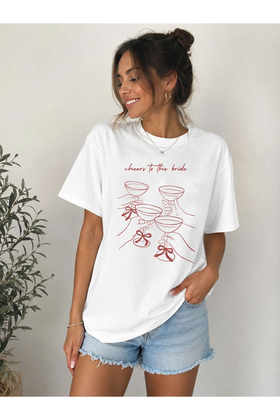 cesita Bride to Be Printed Cotton White T-Shirt T-Shirt