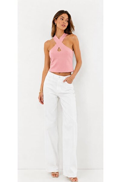 onno style women Sleeveless Strappy Cross-Neck Tricot Women's Bluz