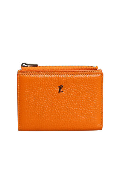 Platin Orange Leather Women's Zipper Wallet