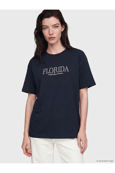LC Waikiki Tricou de damă din bumbac 100%, imprimat Florida
