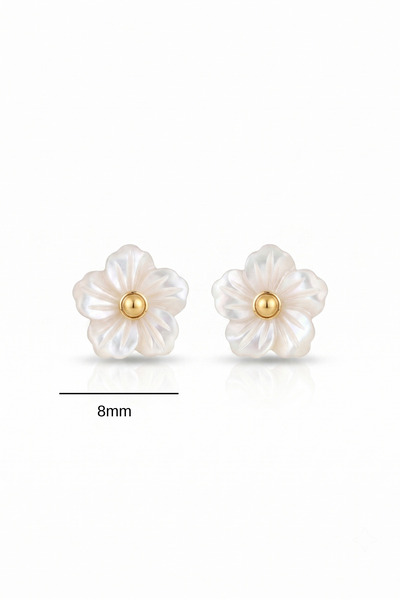 Elika Silver Sedefli Lotus Çiçeği Model Küpe