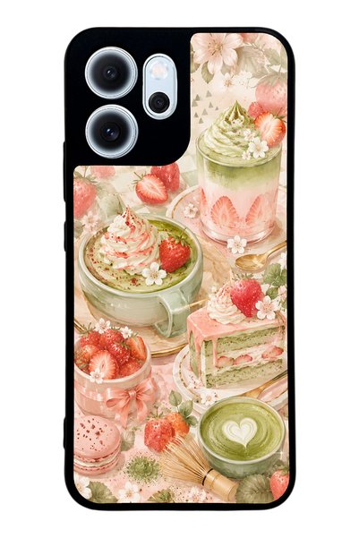 Spoyi Oppo Reno 14F Blush Matcha Garden Design Glossy Phone Case