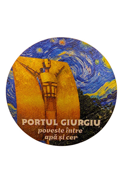 Danube souvenirs Magnet de frigider din lemn 6 cm – Portul Giurgiu – Suvenir ...