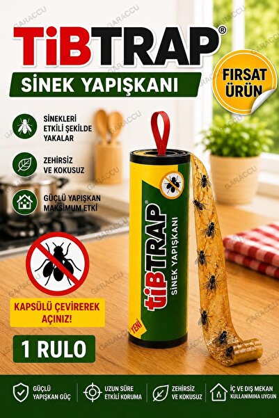 garaccu Tibtrap Sinek Yapışkanı Karasinek Tuzağı Sinek Bandı 1 Rulo