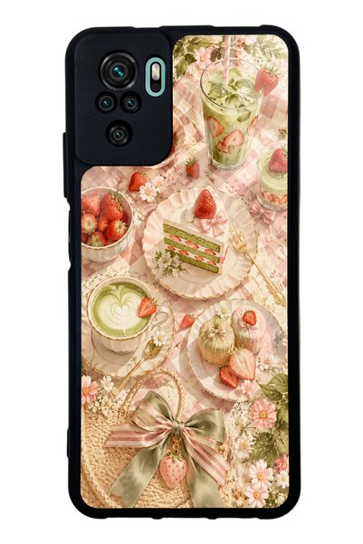 Spoyi Xiaomi Redmi Note 10 Strawberry Matcha Design Glossy Phone Case