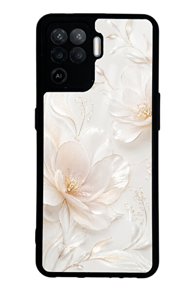 Spoyi Oppo Reno 5 Lite Ivory Pearl Blossom Tasarımlı Glossy Telefon Kılıfı