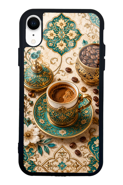 Spoyi حافظة هاتف لامعة بتصميم قهوة عثمانية باللون الفيروزي لهاتف iPhone XR