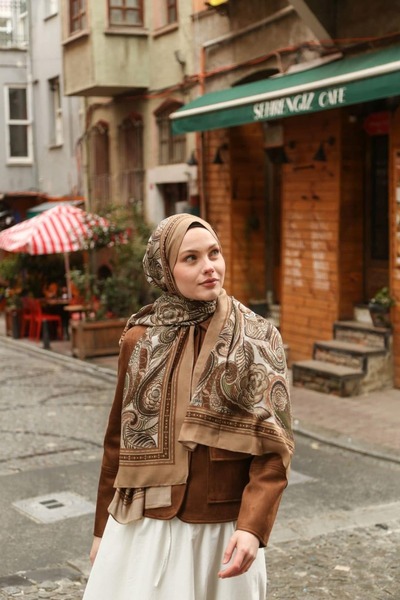 ENRİCO FERRİ Petra Ethnic Pattern Shawl - Camel