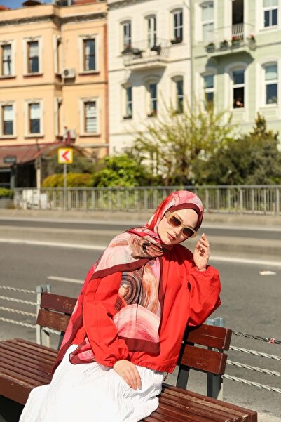 ENRİCO FERRİ Petra Spiral Pattern Shawl - Burgundy Multicolor