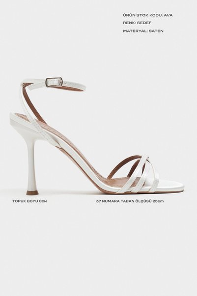 NİŞANTAŞI SHOES Ava Sedef Satin Cross Detail Ankle Strap Women's Heeled Shoes