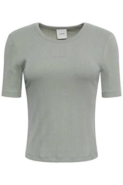 Calvin Klein HS VARIGATED RIB NAN, PEZ Yeşil Kadın T-Shirt
