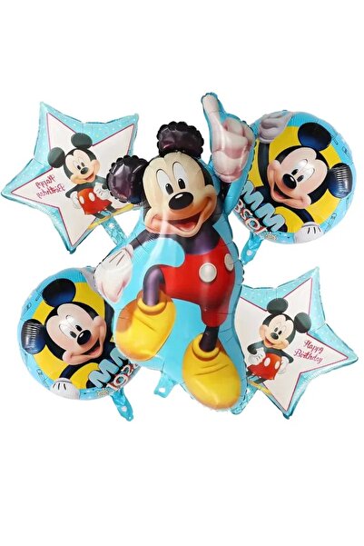 Baloane Vesele Set 5 Baloane Folie Mickey Mouse - Decor Aniversar Vesel SET326