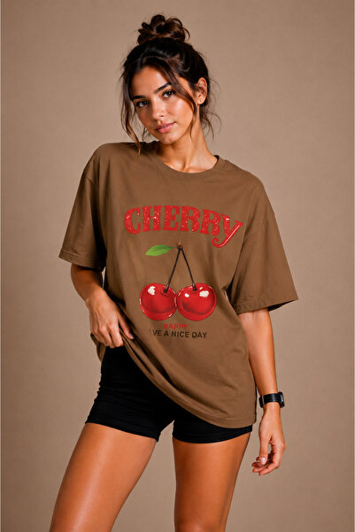 FECCY Premium Cherry unisex oversize ženska majica pamučna oversize majica