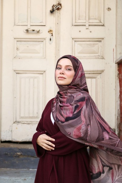 ENRİCO FERRİ Petra Modern Brush Pattern Shawl - Dried Rose