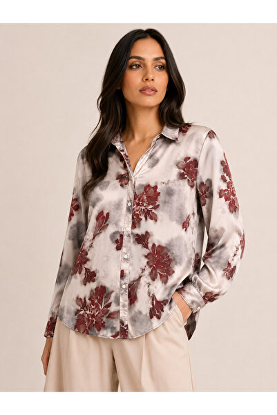 berlanty Luxurious Satin Blouse with Classic Floral Embellishments - a Stylis...