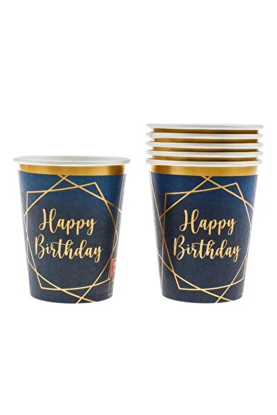 Baloane Vesele Set 6 Pahare Elegante Petrecere Albastru Gold PHR20