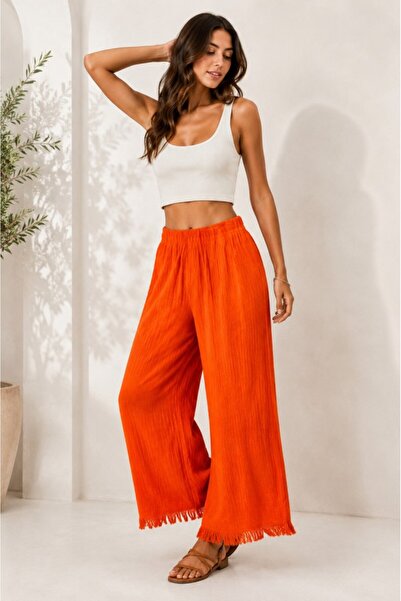 Mulberry Women's Muslin Casual Trousers with Elastic Waist, Comfortable Fit