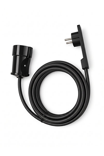 Gündüz Elektromarket Siyah Tekli Uzatma Kablosu 0.5m Ultra Ince Fiş Dar Alanl...