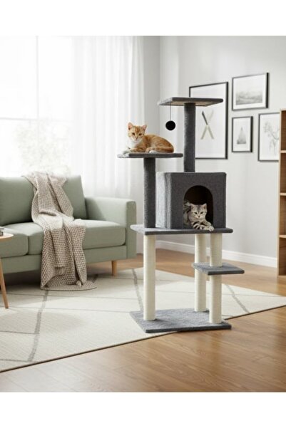 Reyo Pet Double Step Cat Scratching House, Cat Tree and Play Platform, with J...