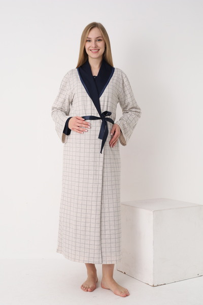 ERDENİZ TEKSTİL Women's Plus Size Cotton Viscose Flannel Dressing Gown Matern...